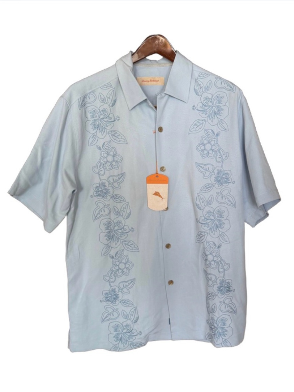 Tommy Bahama 100% Silk Hawaiian Camp Shirt NWT Mens Med Blue Floral Resort